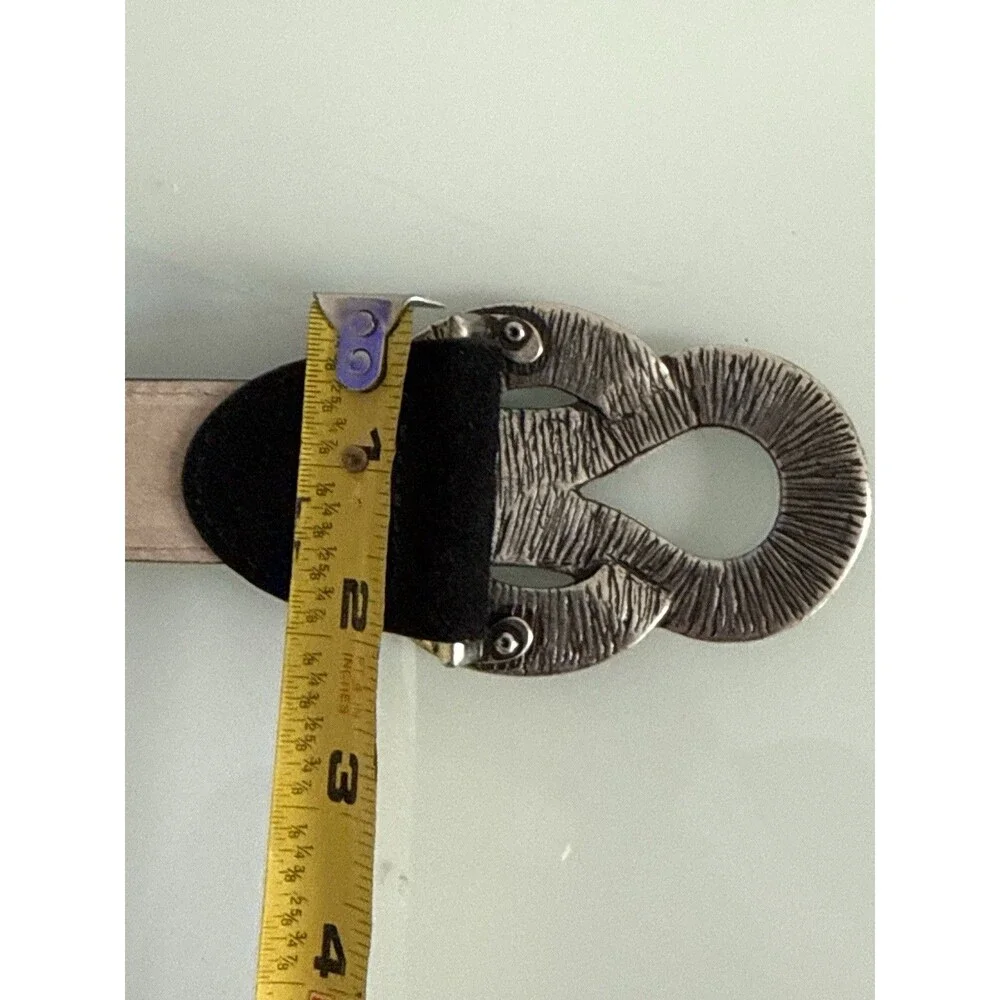 Boho Black Leather Snake Knot Belt Silver Buckle Western Festival S/M